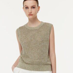 Linen Sequins Openwork Women Knit Tank Top